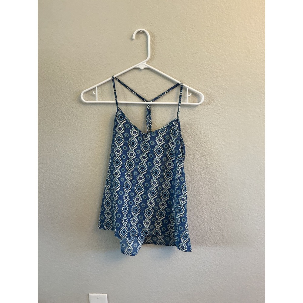Hollister Blue Geometric Diamond Print T-Back Cami Tank Top XS